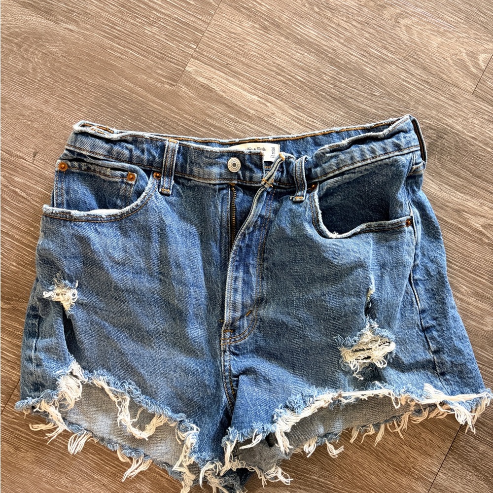 Abercrombie & Fitch Blue Distressed Jean Shorts